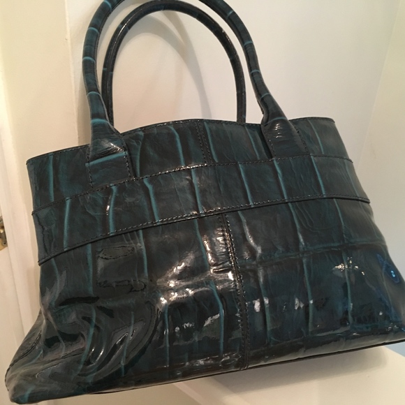 Teal Patent Leather Kate Spade tote bag - Picture 3 of 8